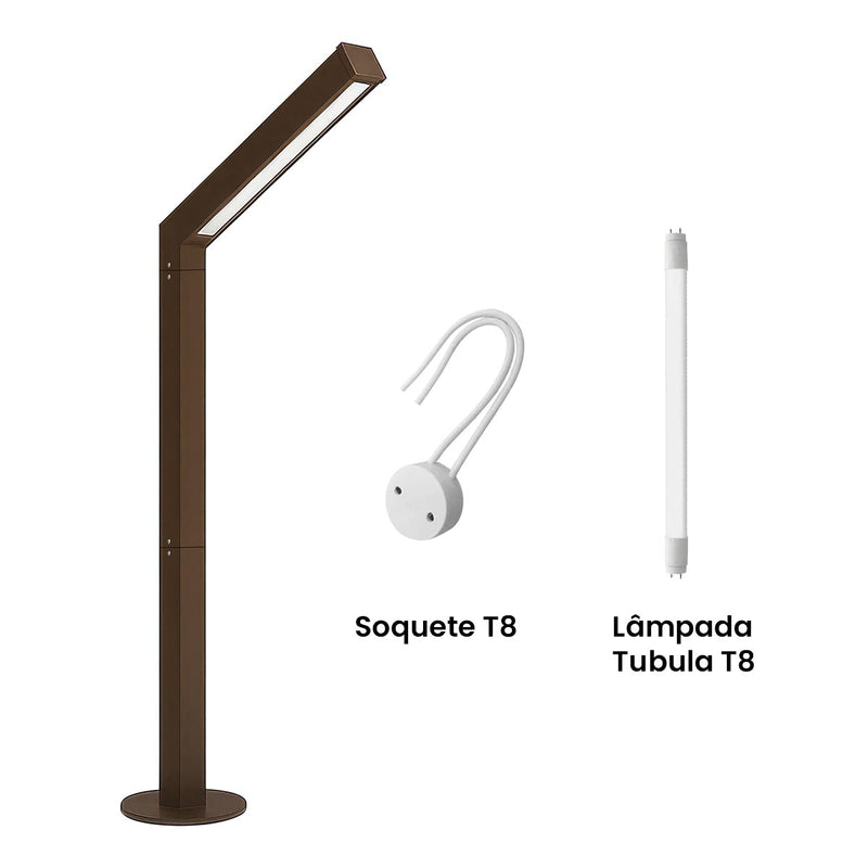 Poste Balizador Luminária Jardim Externo Ravi Max T8 St3168 - Marrom