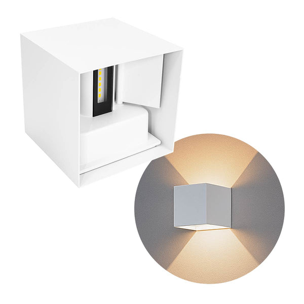 Arandela LED 6W Navi Cubo 2 Fachos 0 a 90° 3000K Branco Externa ST3242