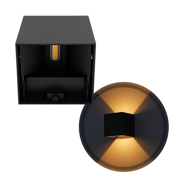 Arandela LED 8W Navi Cubo 2 Fachos 0 a 90° 3000K Preta Externa ST3242