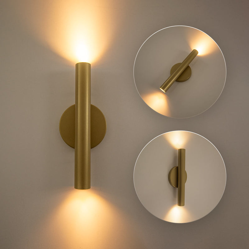Arandela Tubo Cilindro Cyla 30cm Champanhe 2 fachos p/ MR11 Starlumen ST2773