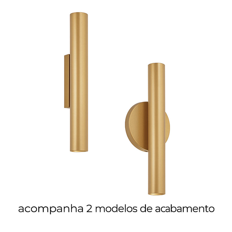 Arandela Tubo Cilindro Cyla 30cm Champanhe 2 fachos p/ MR11 Starlumen ST2773