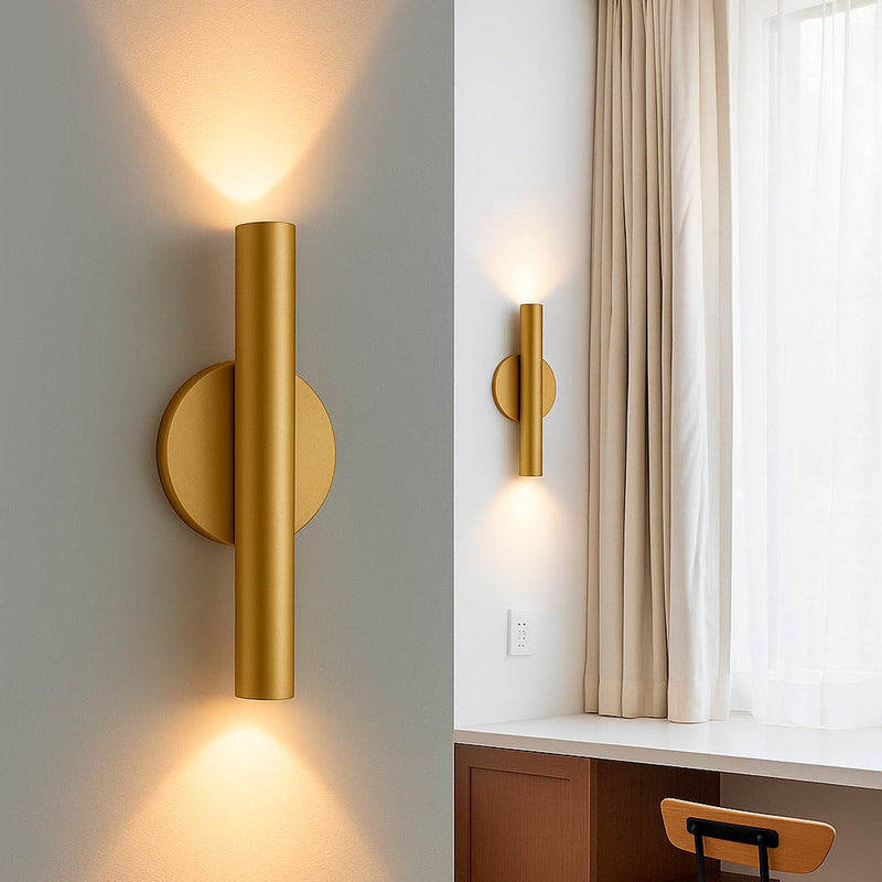Arandela Tubo Cilindro Cyla 30cm Champanhe 2 fachos p/ MR11 Starlumen ST2773