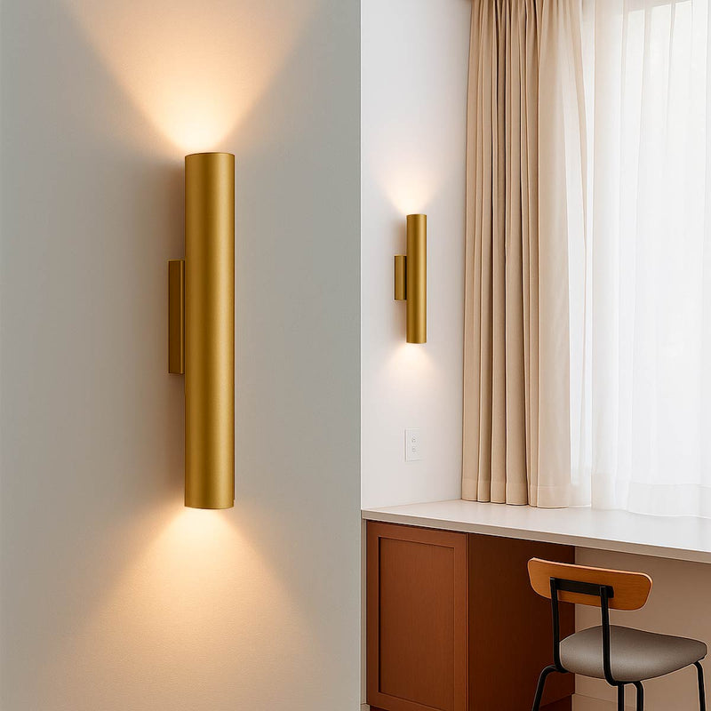 Arandela Tubo Cilindro Cyla 30cm Champanhe 2 fachos p/ MR11 Starlumen ST2773