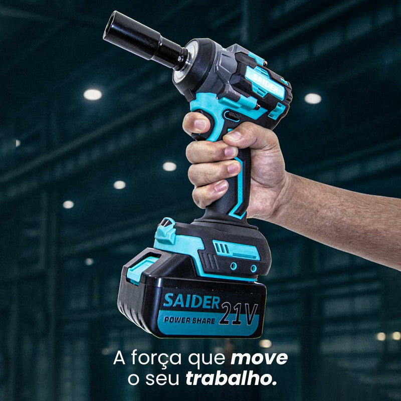 Parafusadeira Chave de Impacto 21V S/ Fio 550NM Saider SA0004 + 2 Baterias