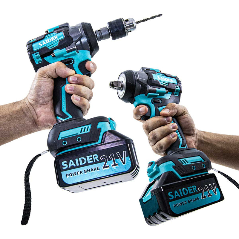 Parafusadeira Chave de Impacto 21V S/ Fio 550NM Saider SA0004 + 2 Baterias