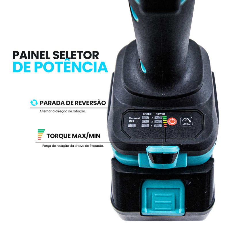 Parafusadeira Chave de Impacto 21V S/ Fio 550NM Saider SA0004 + 2 Baterias