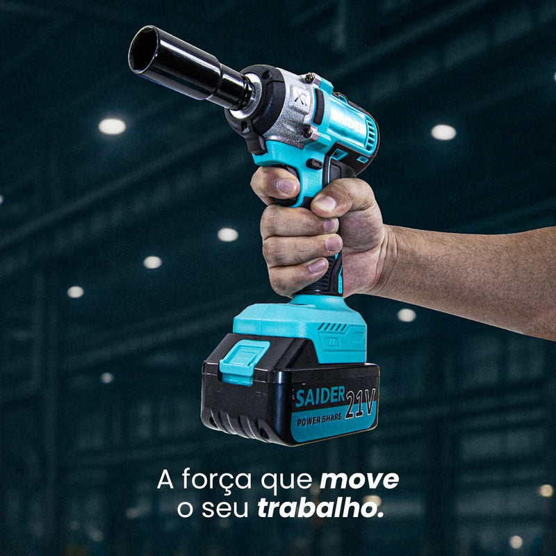 Parafusadeira Chave de Impacto 21V S/ Fio 320NM Saider SA0003 + 2 Baterias
