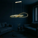 Lustre Pendente LED Origine Dourado 42W Luz Quente Mordeno Anéis Orgânico Bella ST3237