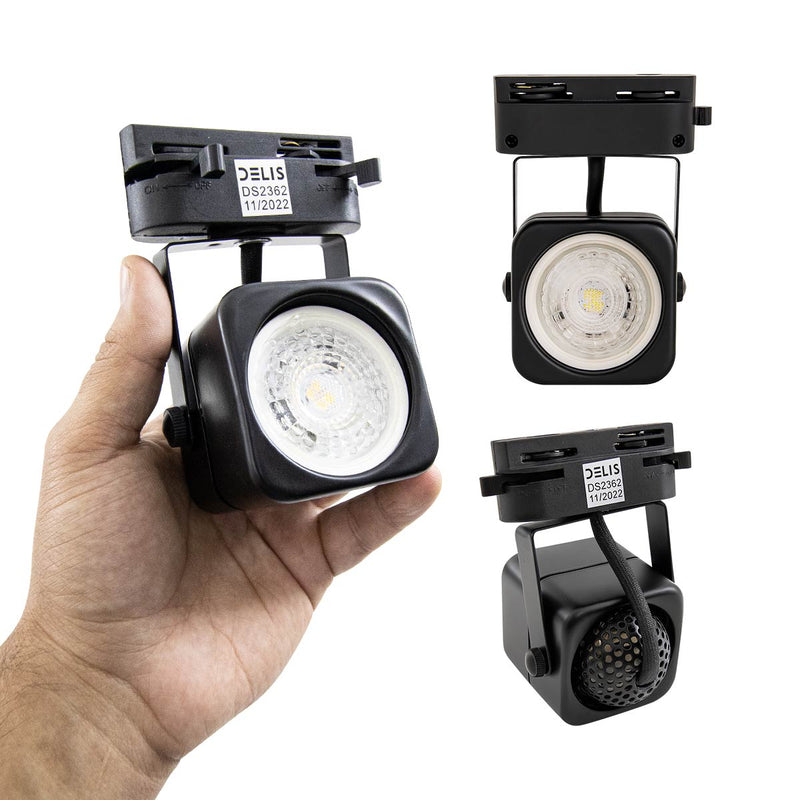 Spot de Trilho Quadrado Preto Foco Direcionável p/ LED MR16 DS2362 Delis ST3240