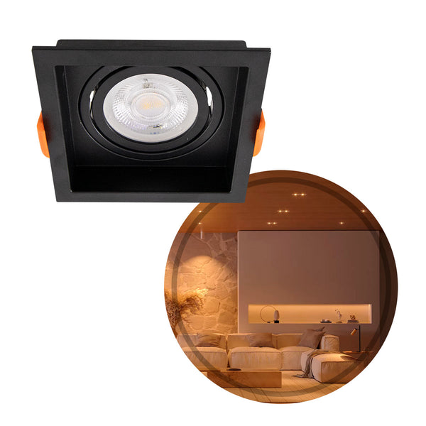 Spot Embutir Loyo Quadrado Preto P/MR16 IP20 Policarbonato 6821 Nordecor ST3235