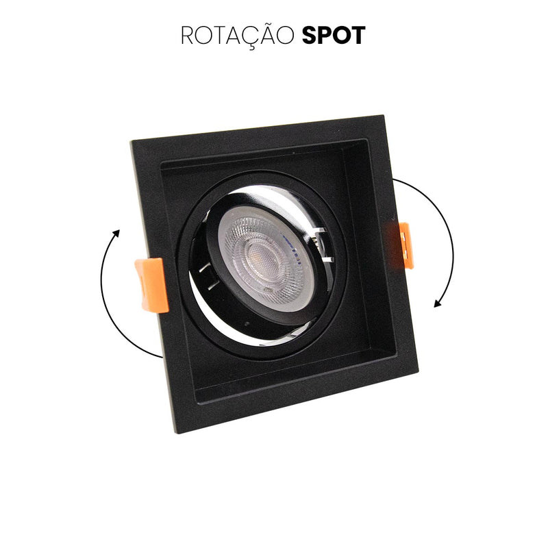 Spot Embutir Loyo Quadrado Preto P/MR16 IP20 Policarbonato 6821 Nordecor ST3235