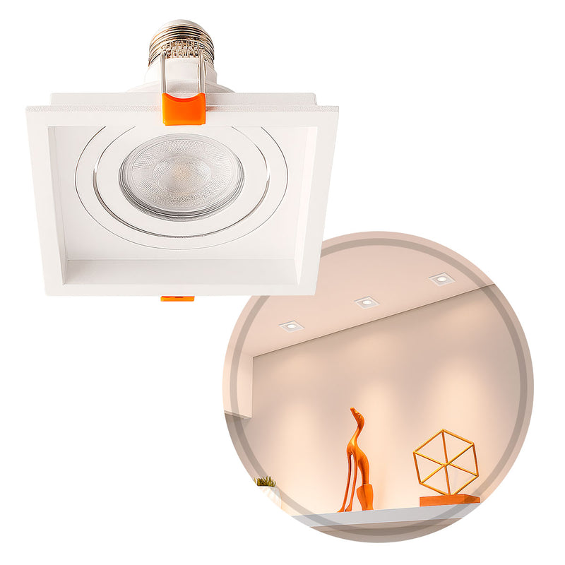 Spot Embutir Loyo Quadrado Branco P/ PAR20 IP20 Policarbonato 6826 Nordecor ST3235