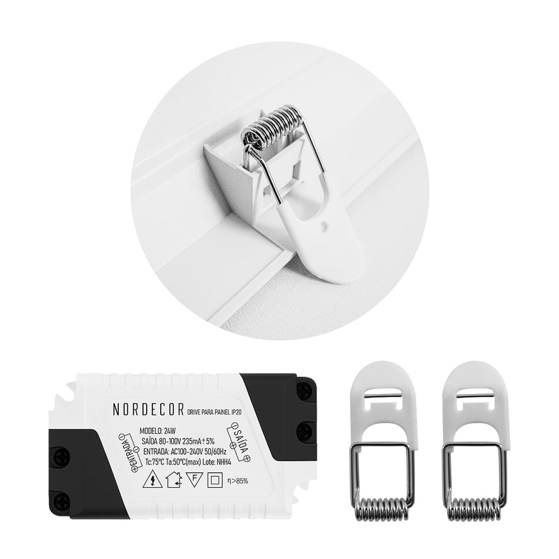 Painel Plafon LED Embutir Recuado Kais 24W 4000k 120° Branco Nordecor ST3145