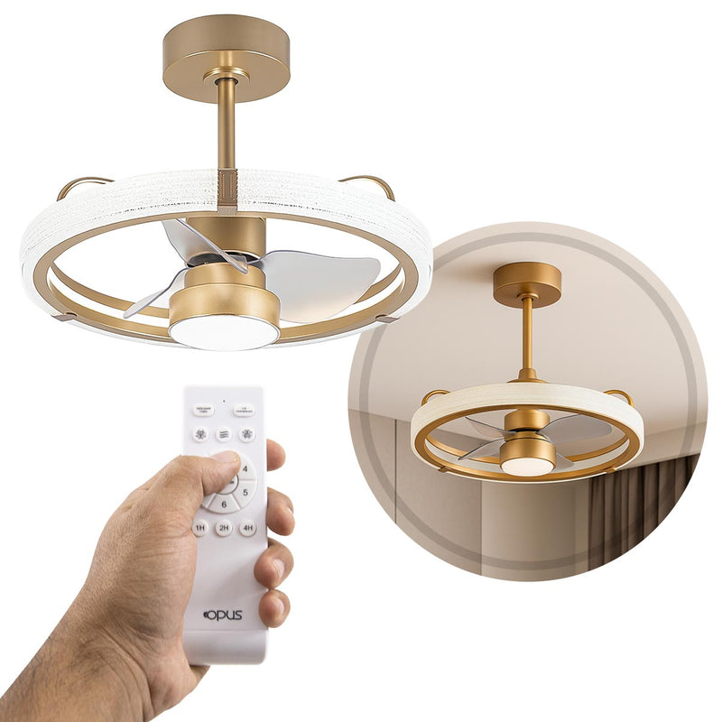Plafon Air Luxxi LED Multicor C/ Ventilador 80W + Controle Opus St2915 - Dourado