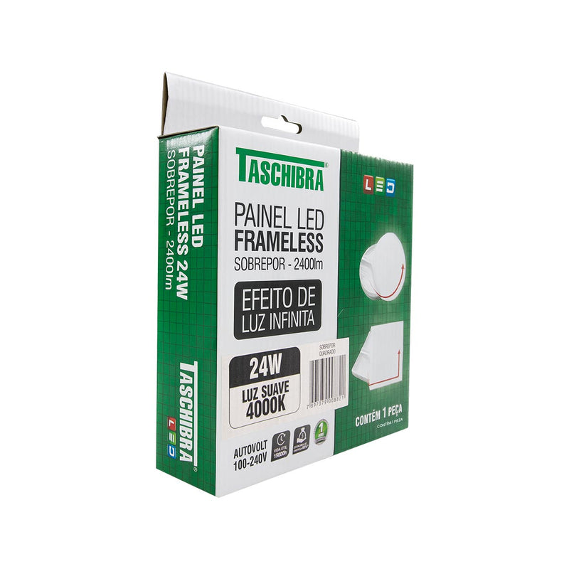 Painel Plafon LED Frameless Sobrepor 24W Quadrado Efeito Infinito Taschibra ST3245