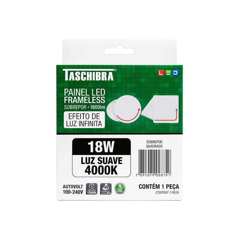 Painel Plafon LED Frameless Sobrepor 18W Quadrado Efeito Infinito Taschibra ST3245