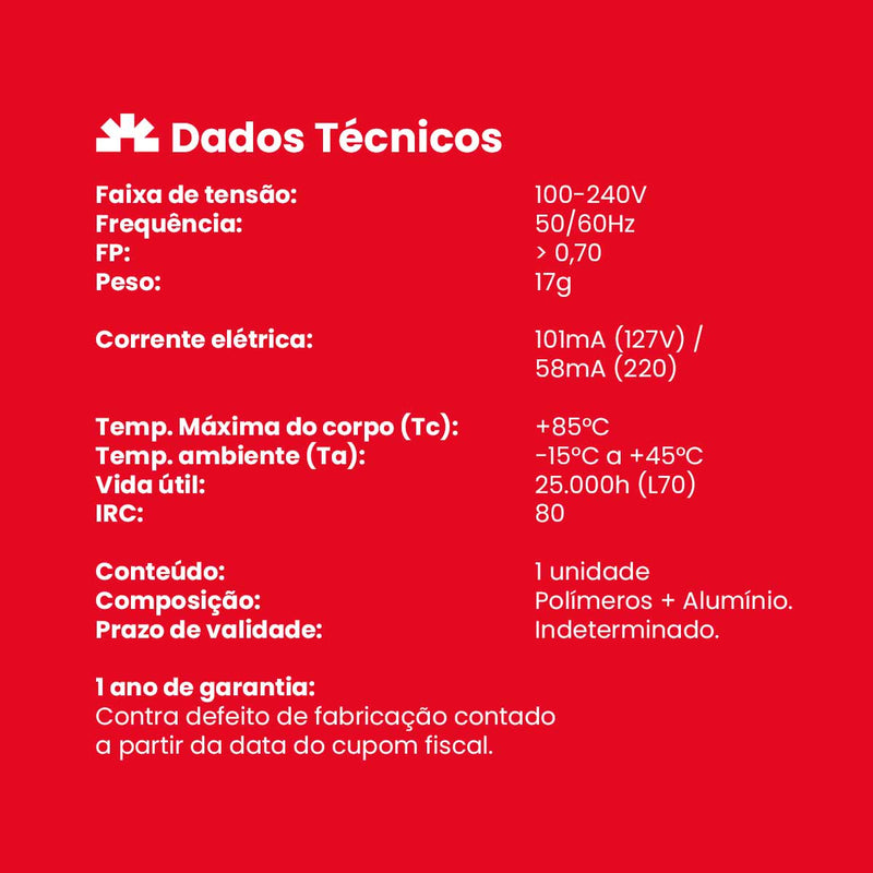 Lâmpada LED Mini T 9W Compacta 6500k Omnidirecional 360° Kian ST9006