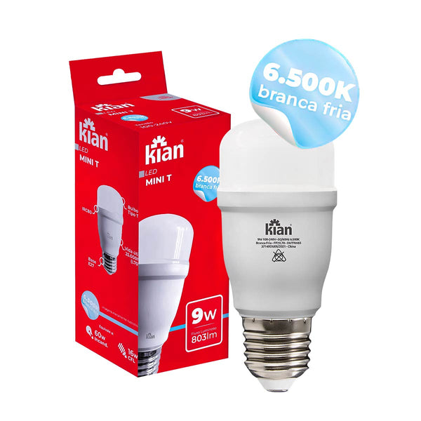Lâmpada LED Mini T 9W Compacta 6500k Omnidirecional 360° Kian ST9006