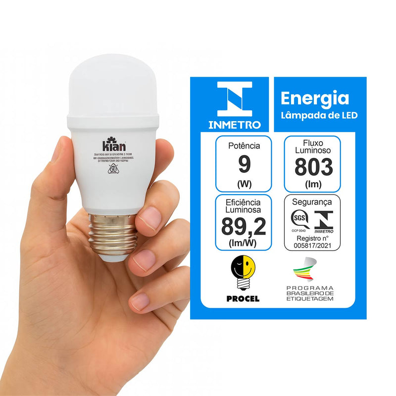 Lâmpada LED Mini T 9W Compacta 6500k Omnidirecional 360° Kian ST9006