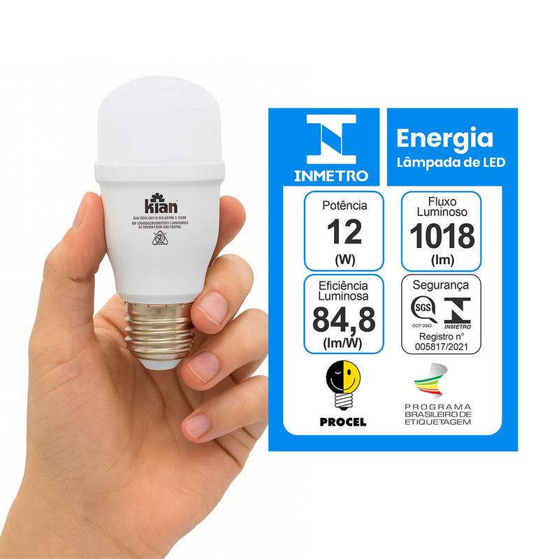 Lâmpada LED Mini T 12W Compacta 6500k Omnidirecional 360° Kian ST9006