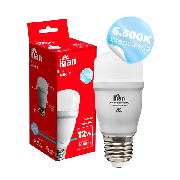 Lâmpada LED Mini T 12W Compacta 6500k Omnidirecional 360° Kian ST9006