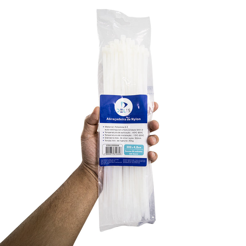 Fita hellerman Abraçadeira Enforca Gato de Nylon 300x4,8mm 22Kg DS0068 - 100 peças