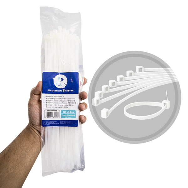 Fita hellerman Abraçadeira Enforca Gato de Nylon 300x4,8mm 22Kg DS0068 - 100 peças