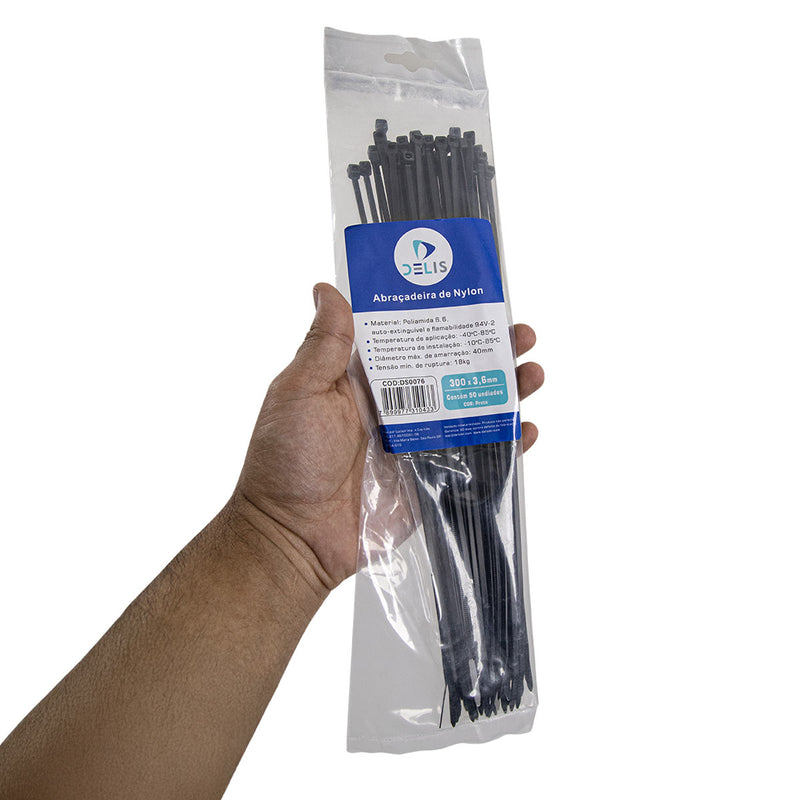 Fita hellerman Abraçadeira Enforca Gato de Nylon 300x3,6mm 18Kg DS0076 - 100 peças