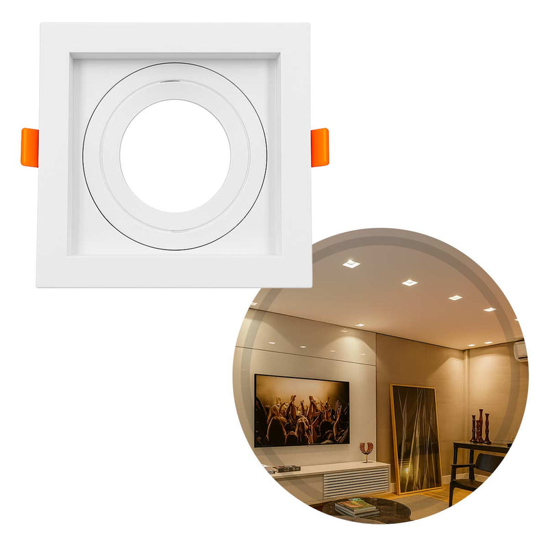 Spot Embutir Quadrado Recuado Foco Orientável ABS p/ MR16 GU10 Delis ST3249
