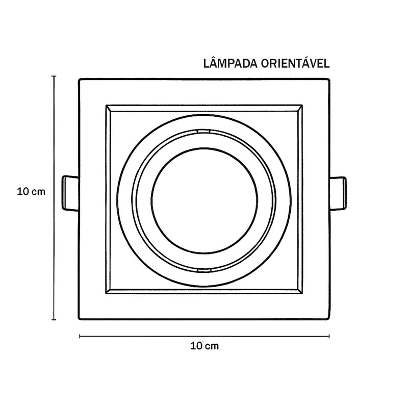 Spot Embutir Quadrado Recuado Foco Orientável ABS p/ MR16 GU10 Delis ST3249