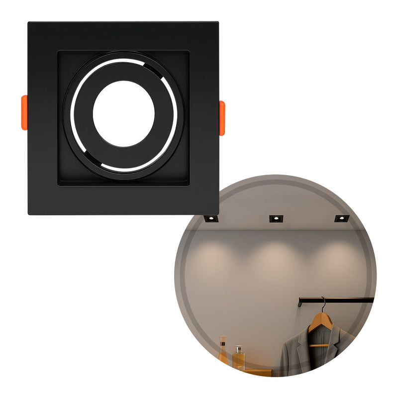 Spot Embutir Quadrado Recuado Foco Orientável ABS p/ MR11 GU10 Delis ST3249