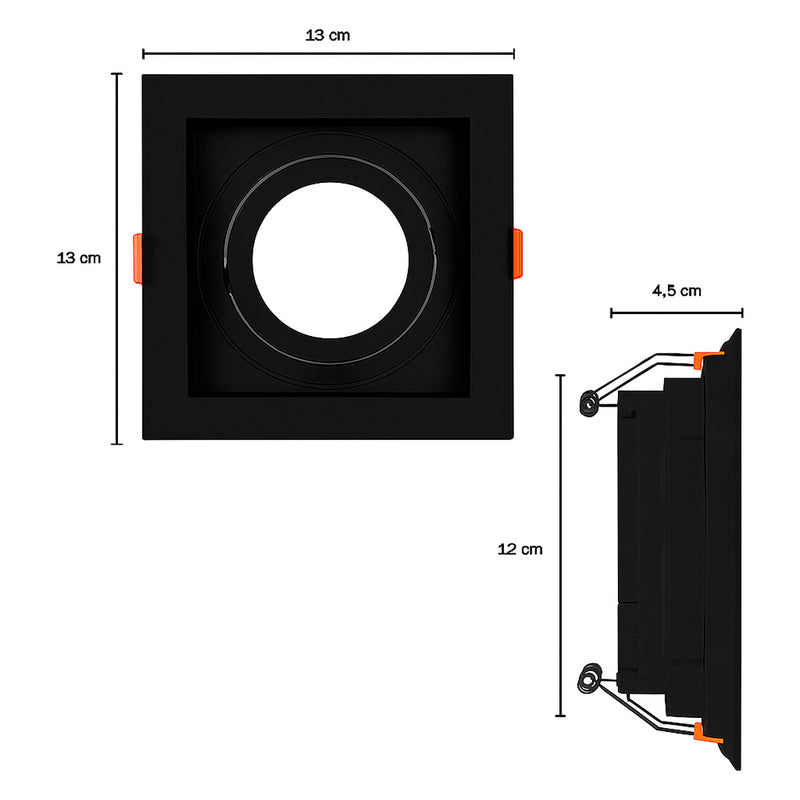 Spot Embutir Quadrado Recuado Foco Orientável ABS p/ PAR20 E27 Delis ST3249