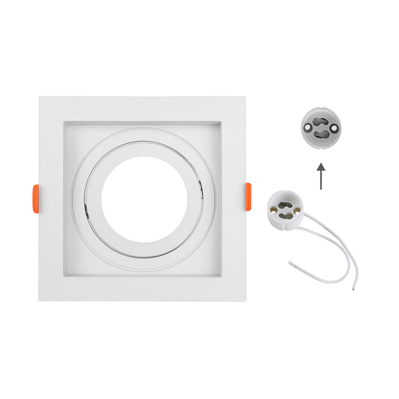 Spot Embutir Quadrado Recuado Foco Orientável ABS p/ AR70 GU10 Delis ST3249