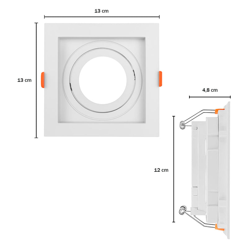 Spot Embutir Quadrado Recuado Foco Orientável ABS p/ AR70 GU10 Delis ST3249