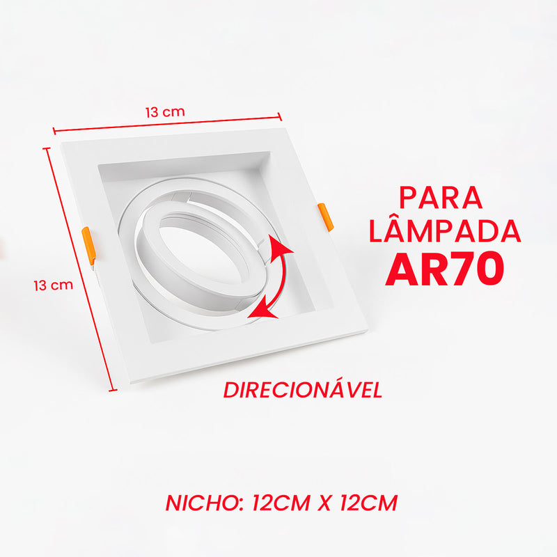 Spot Embutir Quadrado Recuado Foco Orientável ABS p/ AR70 GU10 Delis ST3249