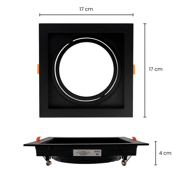 Spot Embutir Quadrado Recuado Foco Orientável ABS p/ AR111 GU10 Delis ST3249
