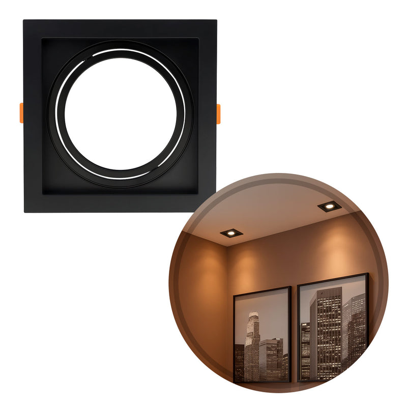 Spot Embutir Quadrado Recuado Foco Orientável ABS p/ AR111 GU10 Delis ST3249