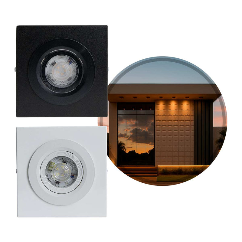 Spot Luminária Slim Sobrepor Teto Beiral Alumínio LED 7W Luz Quente Externo ST3250