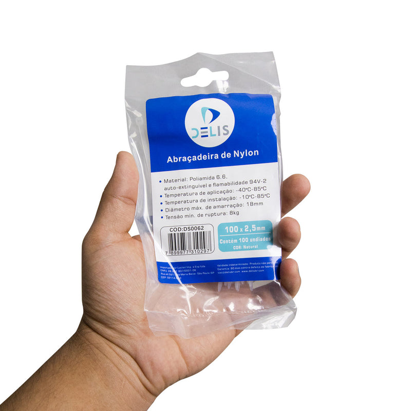 Fita hellerman Abraçadeira Enforca Gato de Nylon 100x2,5mm 8Kg DS0062 - 100 peças