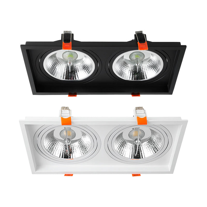 Spot Luminária Teto Retangular Embutir Loyo p/ 2xAR111 Nordecor ST3235