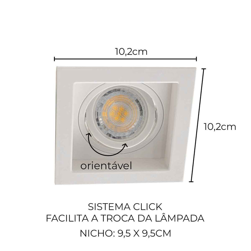 Spot de Embutir FLEA Quadrado 1xGU10 P/ Lâmpada MR16 Nordecor ST3104