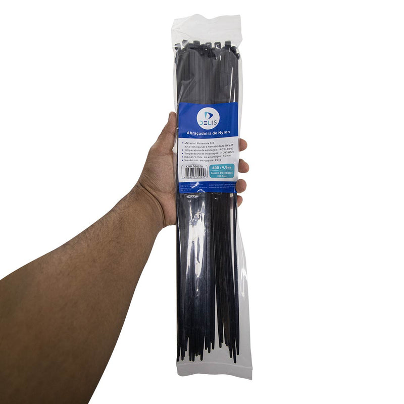 Fita hellerman Abraçadeira Enforca Gato de Nylon 400x4,8mm 22Kg DS0078 - 100 peças