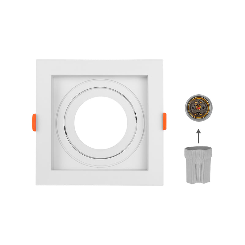 Spot Embutir Quadrado Recuado Foco Orientável ABS p/ PAR20 E27 Delis ST3249