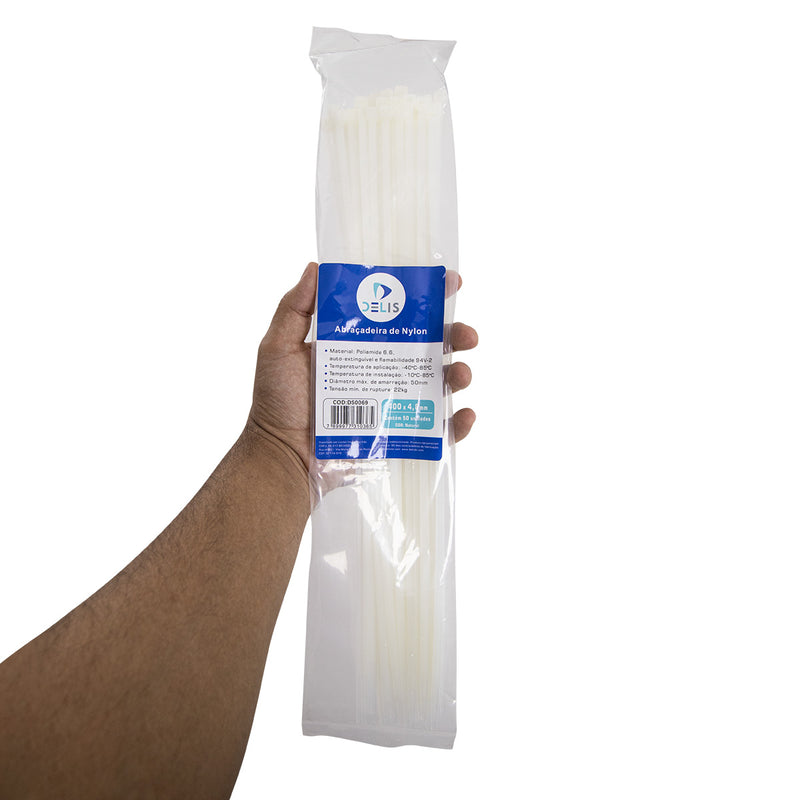 Fita hellerman Abraçadeira Enforca Gato de Nylon 400x4,8mm 22Kg DS0069 - 100 peças