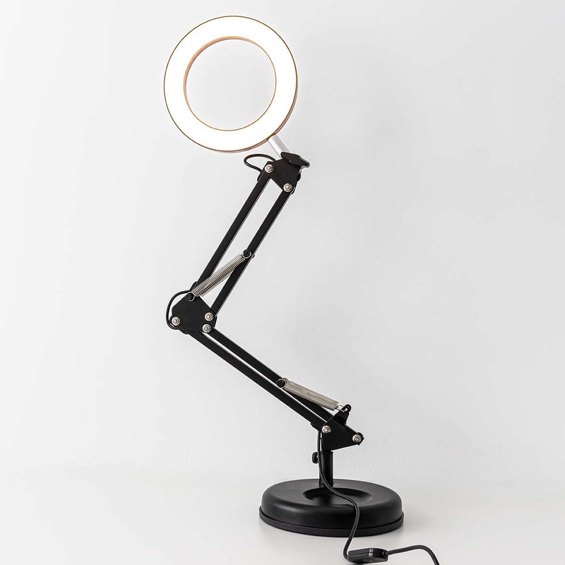 Abajur LED Nordecor Ring Light de Mesa 7W 3000K Preto 2407 MB LED ST3010