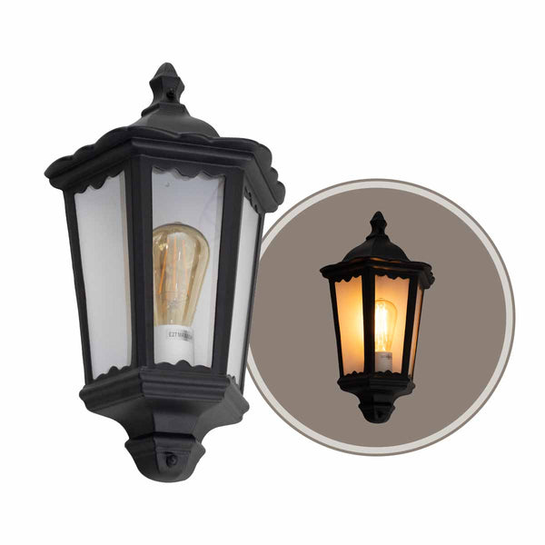Arandela Colonial Meia Cara Nimes Preta P/ E27 Externa AC277K Biancoluce ST3013