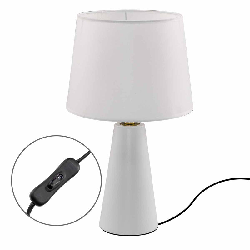 Abajur Luminária de Mesa Branco Moderno C/ Cúpula Branca de Tecido DCT00536 Sindora ST3097-Sindora-Starlumen