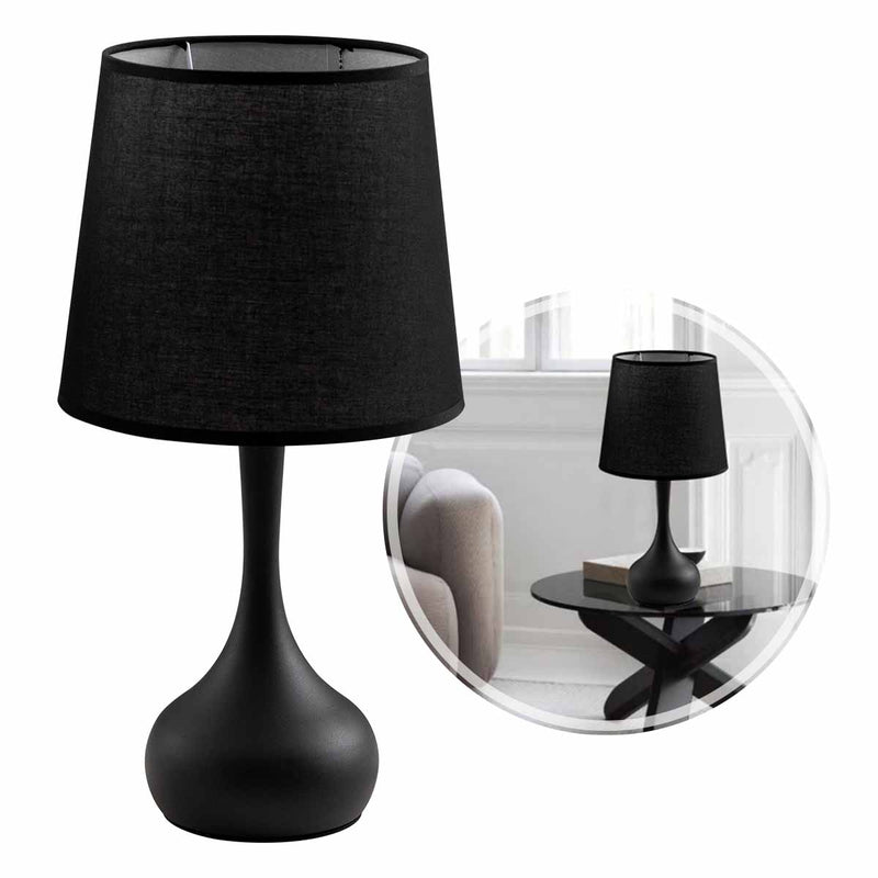 Abajur Luminária de Mesa Preto Moderno C/ Cúpula Preto de Tecido DCT00541D Sindora ST3097-Sindora-Starlumen