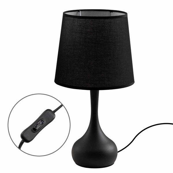 Abajur Luminária de Mesa Preto Moderno C/ Cúpula Preto de Tecido DCT00541D Sindora ST3097-Sindora-Starlumen