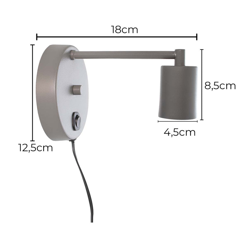 Arandela Cabeceira Parede Quarto Moderna Cinza P/e27 St2684-Starlumen-Starlumen